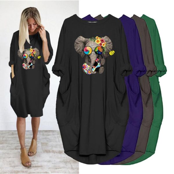 casual dresses 12 colors plus size sundress women long sleeve sukienka loose dress cartoon elephant print pockets autumn spring clothes, Black;gray
casual dresses 12 colors plus size sundress women long sleeve sukienka loose dress cartoon elephant print pockets autumn spring clothes, Black;gray