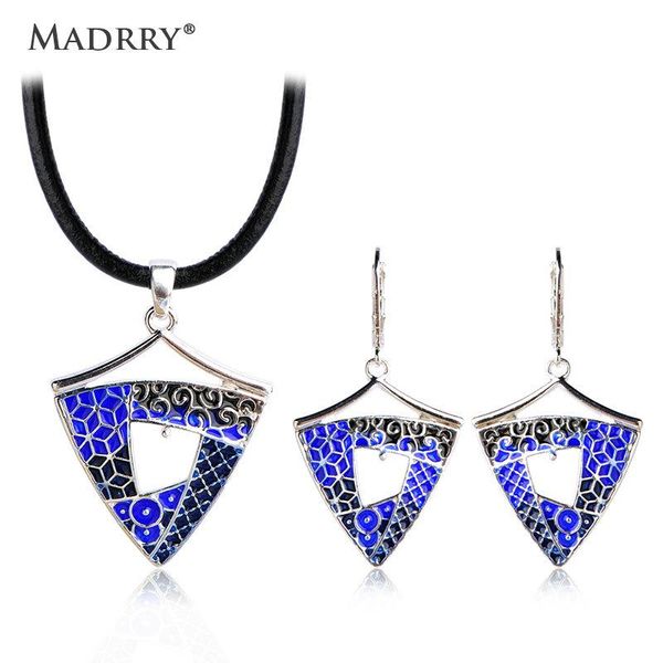 earrings & necklace madrry special enamel jewelry sets pendientes pendant and leather chain personality vintage feminino 4 colors, Silver
earrings & necklace madrry special enamel jewelry sets pendientes pendant and leather chain personality vintage feminino 4 colors, Silver