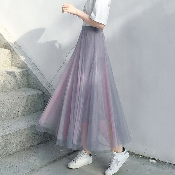 2021 long tulle women pius size autumn gradient korean elegant high waist a-line school midi pleated skirt female of6p, Black
2021 long tulle women pius size autumn gradient korean elegant high waist a-line school midi pleated skirt female of6p, Black