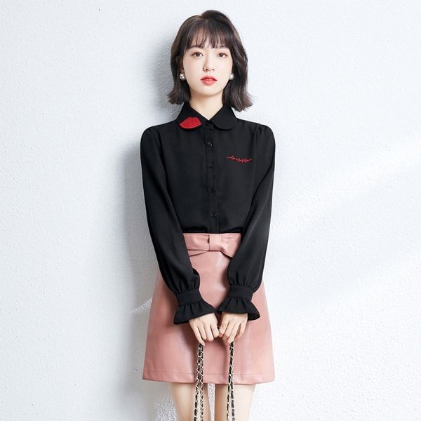 female shirt spring embroidered chiffon black shirts long sleeve lady solid color shirts j83k
female shirt spring embroidered chiffon black shirts long sleeve lady solid color shirts j83k