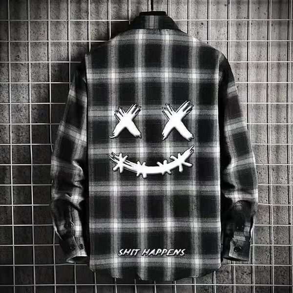 men's casual shirts 2021 japan fashion lattice shirt streetwear printing men clothing long sleeve, White;black
men's casual shirts 2021 japan fashion lattice shirt streetwear printing men clothing long sleeve, White;black