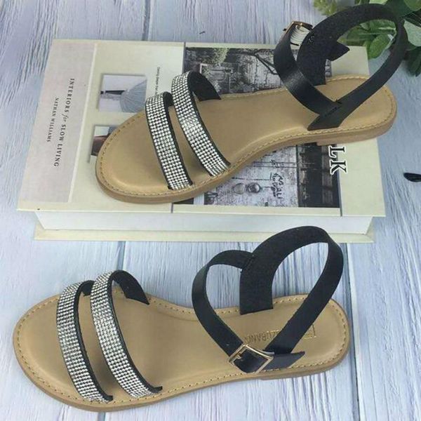 women gladiator sandals large size summer new flat with bling diamond buckle strap female shoes large size ladies sandalias, Black
women gladiator sandals large size summer new flat with bling diamond buckle strap female shoes large size ladies sandalias, Black