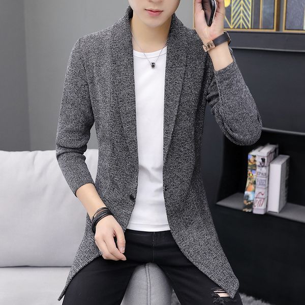 sweater knit men's clothing in spring and autumn of 2021 medium long ted cardigan korean jacket fashion, White;black
sweater knit men's clothing in spring and autumn of 2021 medium long ted cardigan korean jacket fashion, White;black