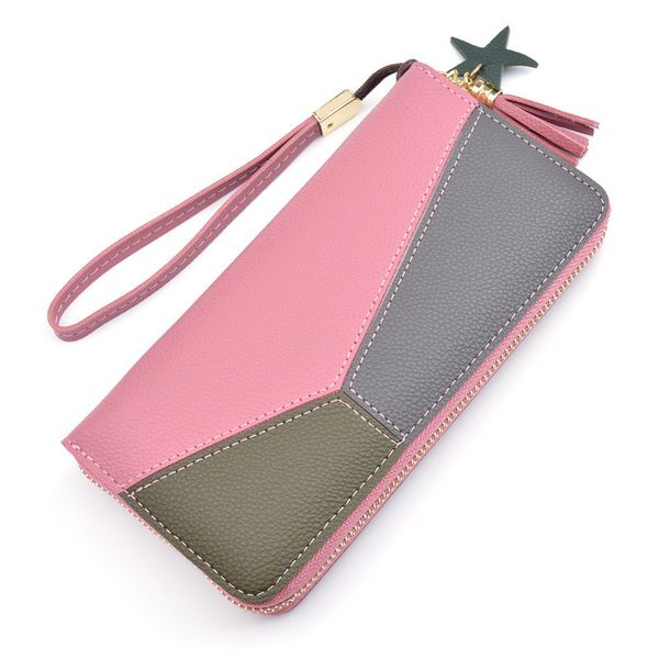 japan and south korea women long new rits mode clutch bag wild stitches contrast color large capacity wallets, Red;black
japan and south korea women long new rits mode clutch bag wild stitches contrast color large capacity wallets, Red;black