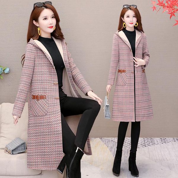 women's wool & blends plus size women tartan woolen jacket autumn winter windproof windbreaker korean long hooded office overcoat 4xl f, Black
women's wool & blends plus size women tartan woolen jacket autumn winter windproof windbreaker korean long hooded office overcoat 4xl f, Black