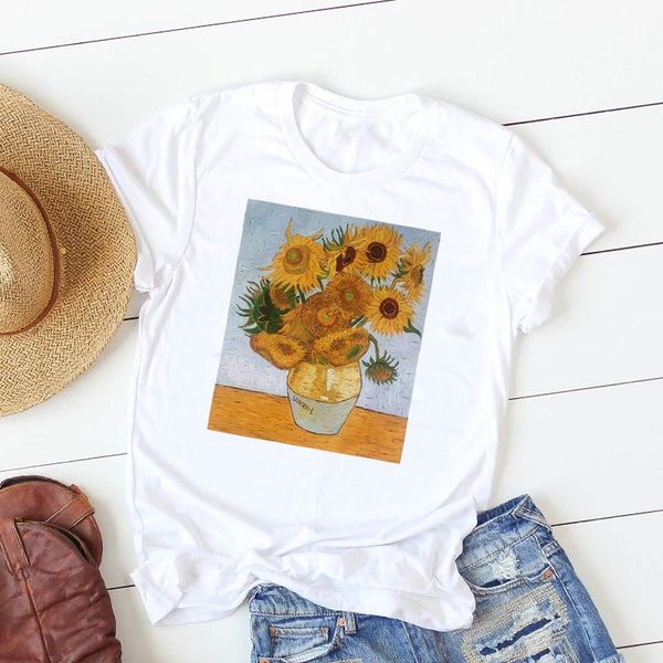 women's t-shirt women lady t shirt sunflower painting printed tshirt ladies short sleeve tee female clothes graphic, White
women's t-shirt women lady t shirt sunflower painting printed tshirt ladies short sleeve tee female clothes graphic, White