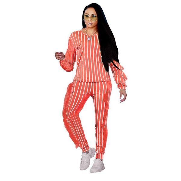 two piece dress striped fashion lady suit o-neck pullovers and ruffles long pants 2 set brief sports, White
two piece dress striped fashion lady suit o-neck pullovers and ruffles long pants 2 set brief sports, White