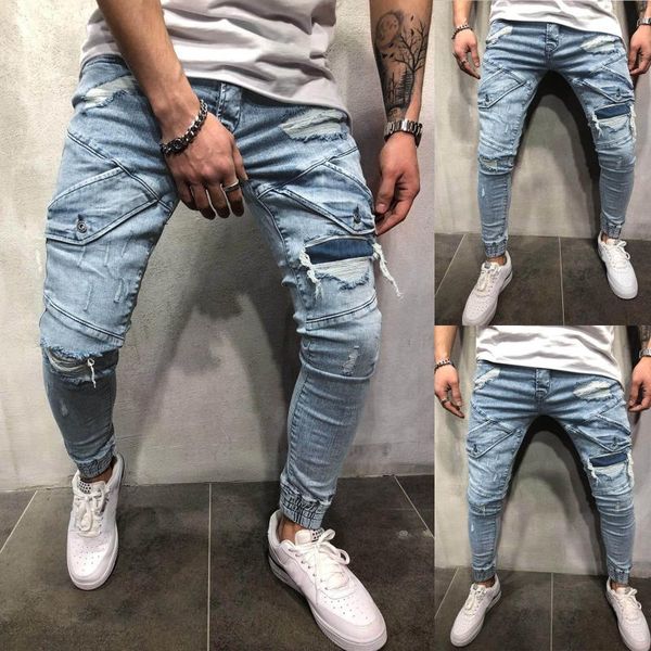 men's jeans sweatpants hole pants casual summer autumn male ripped skinny trousers slim biker outwears harajuku, Blue
men's jeans sweatpants hole pants casual summer autumn male ripped skinny trousers slim biker outwears harajuku, Blue