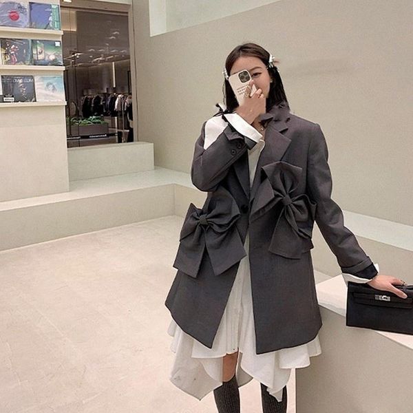 women's suits & blazers removable elegant bow jackets womens 2022 autumn korean style female solid high street fashion loose outerwear, White;black
women's suits & blazers removable elegant bow jackets womens 2022 autumn korean style female solid high street fashion loose outerwear, White;black