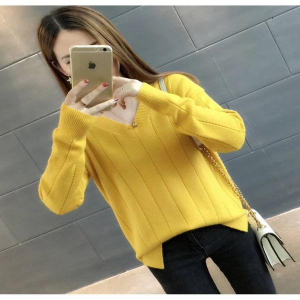 2021 new women spring autumn basic knitted sweater female fashion casual v-neck long sleeve pullovers ladies solid slim jumpers l367irm3, White;black
2021 new women spring autumn basic knitted sweater female fashion casual v-neck long sleeve pullovers ladies solid slim jumpers l367irm3, White;black