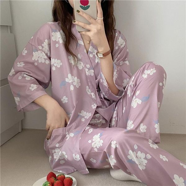 ethnic clothing japanese style 2021 seven-sleeve kimono pajamas set female summer autumn loose gauze home clothes cute sweet sleepwear women, Red
ethnic clothing japanese style 2021 seven-sleeve kimono pajamas set female summer autumn loose gauze home clothes cute sweet sleepwear women, Red