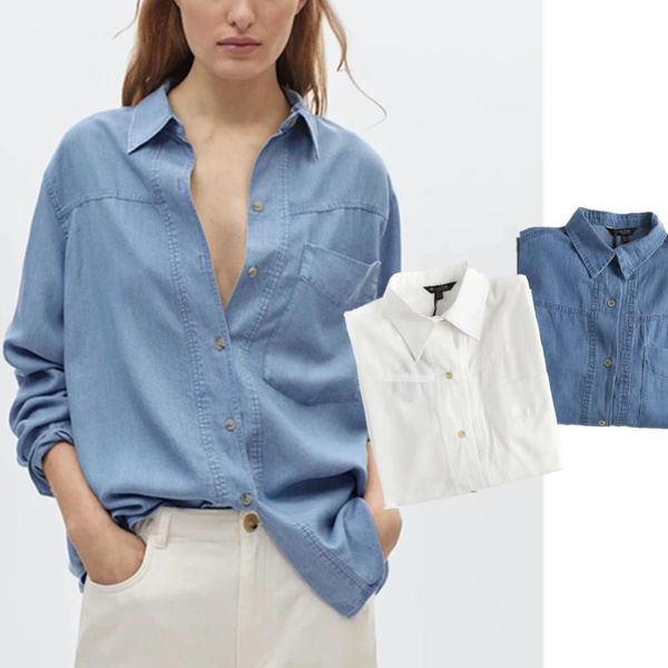 women's blouses & shirts withered england style fashion big pockets loose tencel denim blouse women blusas mujer de moda 2021 shirt and, White
women's blouses & shirts withered england style fashion big pockets loose tencel denim blouse women blusas mujer de moda 2021 shirt and, White
