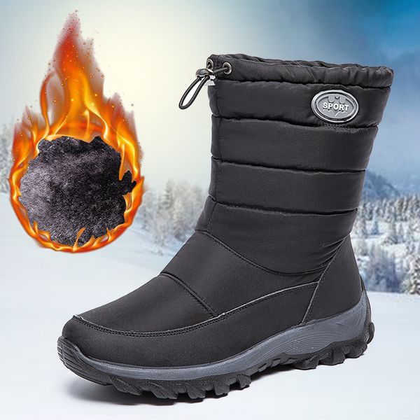 winter snow boots women's large psh thick cotton sho warm middle waterproof, Black
winter snow boots women's large psh thick cotton sho warm middle waterproof, Black