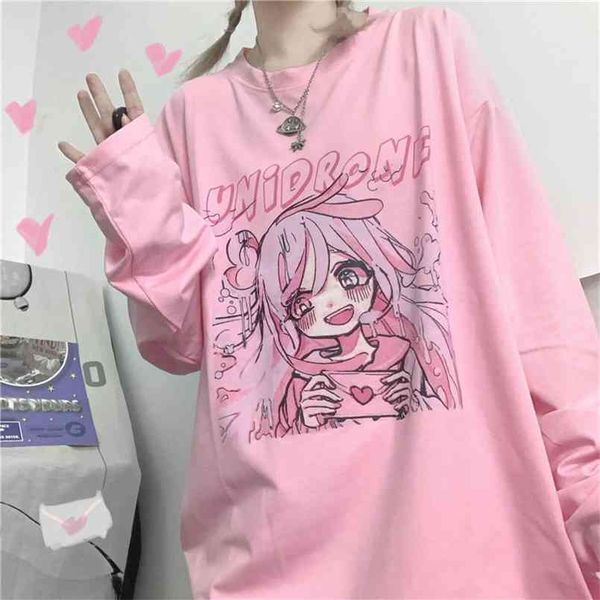 womwn t-shirt long sleeve female soft girl japanese cute anime print autumn loose student streetwear 210708, White
womwn t-shirt long sleeve female soft girl japanese cute anime print autumn loose student streetwear 210708, White