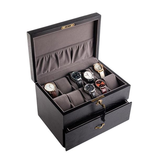 watch boxes & cases black luxury wooden storage organizer box 20 slots wood double layer mechanical lock jewelry display case gift, Black;blue
watch boxes & cases black luxury wooden storage organizer box 20 slots wood double layer mechanical lock jewelry display case gift, Black;blue