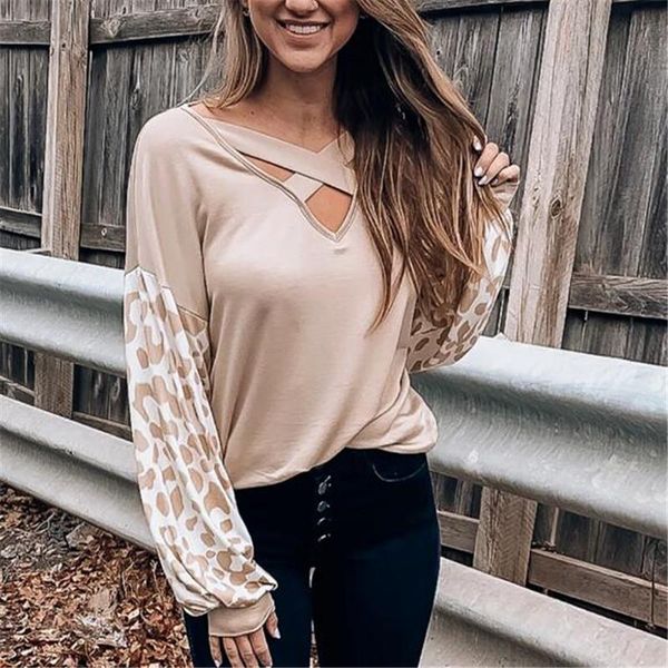 women's t-shirt 2021 est womens leopard long sleeve t shirt ladies casual hollow out v neck loose t-shirts spring autumn daily wear, White
women's t-shirt 2021 est womens leopard long sleeve t shirt ladies casual hollow out v neck loose t-shirts spring autumn daily wear, White