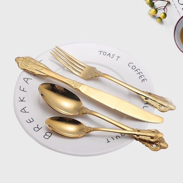dinnerware sets 304 stainless steel cutlery set royal court series creative retro gold plated color knife fork spoon kitchen
dinnerware sets 304 stainless steel cutlery set royal court series creative retro gold plated color knife fork spoon kitchen
