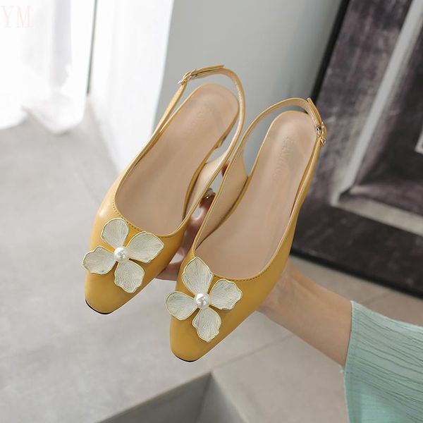 sandals 2021 summer high heels mules slingback thick ladies shoes floral pointed toe zapatillas mujer casa flip flop, Black 
sandals 2021 summer high heels mules slingback thick ladies shoes floral pointed toe zapatillas mujer casa flip flop, Black