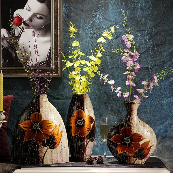 vases a set of three simple european mediterranean ceramic vase decoration flower living room decor 
vases a set of three simple european mediterranean ceramic vase decoration flower living room decor