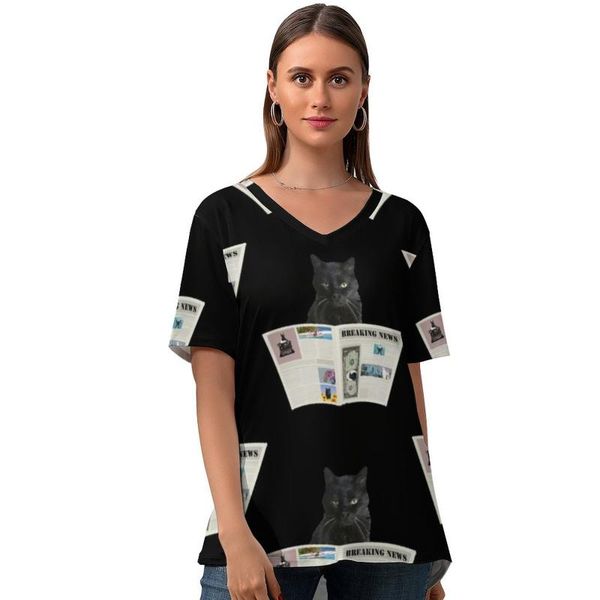 women's t-shirt spaper t shirt casual graphic women simple short-sleeve v neck tshirt plus size, White
women's t-shirt spaper t shirt casual graphic women simple short-sleeve v neck tshirt plus size, White