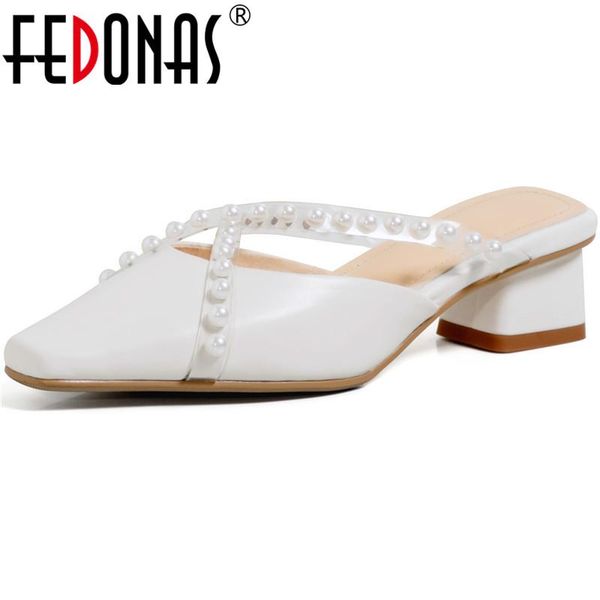 sandals fedonas 2021 spring summer women mules pearl decoration genuine leather thick heels pumps wedding party shoes woman, Black
sandals fedonas 2021 spring summer women mules pearl decoration genuine leather thick heels pumps wedding party shoes woman, Black