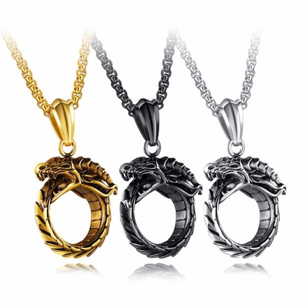 pendant necklaces cool ouroboros serpent necklace endless dragon ancient symbol boyfriend gift men's jewelry retail wholesale, Silver
pendant necklaces cool ouroboros serpent necklace endless dragon ancient symbol boyfriend gift men's jewelry retail wholesale, Silver