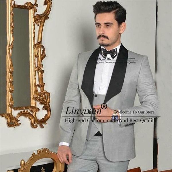 men's suits & blazers classic light grey mens black shawl lapel groom tuxedo for groomsmen man wedding party 3 pieces set male blazer, White;black
men's suits & blazers classic light grey mens black shawl lapel groom tuxedo for groomsmen man wedding party 3 pieces set male blazer, White;black