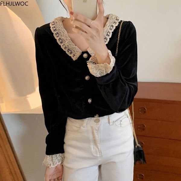 women's knits & tees french style design women retro basic shirt hollow out white lace single breasted button outside black v
women's knits & tees french style design women retro basic shirt hollow out white lace single breasted button outside black v
