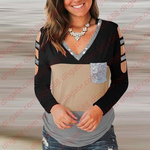 womens blouses shirts v neck patchwork sequin blouse autumn long sleeve hollow out women shirts fashion clourful casual loose, White
womens blouses shirts v neck patchwork sequin blouse autumn long sleeve hollow out women shirts fashion clourful casual loose, White