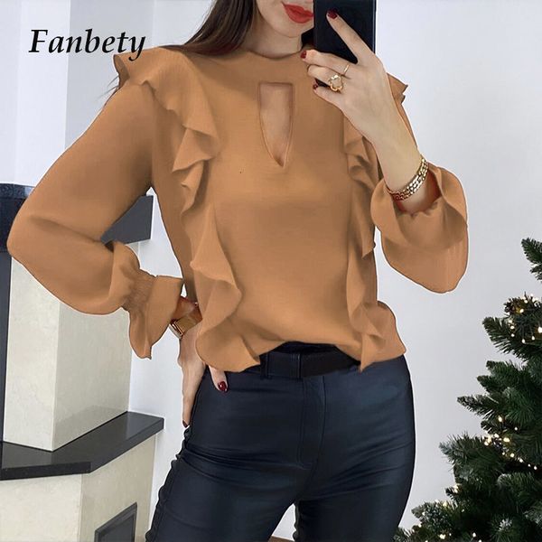 2021 new elegant solid ice silk flare sleeve ladies blouses women hollow out round neck ruffle spring casual shirt blusas 7js9, White;black
2021 new elegant solid ice silk flare sleeve ladies blouses women hollow out round neck ruffle spring casual shirt blusas 7js9, White;black