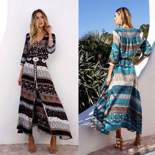 casual dresses 2021 hirigin women fashion summer long bohemian style v-neck three quarter sleeve party beach wear dress, Black;gray
casual dresses 2021 hirigin women fashion summer long bohemian style v-neck three quarter sleeve party beach wear dress, Black;gray