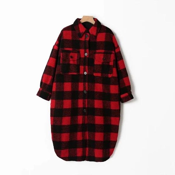 women's wool & blends red plaid woolen mid-length coat ladies warm jacket female turn-down collar pockets long outwear 2021 autumn wint, Black
women's wool & blends red plaid woolen mid-length coat ladies warm jacket female turn-down collar pockets long outwear 2021 autumn wint, Black