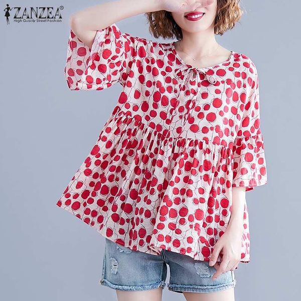 women's blouses & shirts 2021 zanzea fashion polka dot print shirt summer blouse casual short sleeve blusas female o neck tunic plus si, White
women's blouses & shirts 2021 zanzea fashion polka dot print shirt summer blouse casual short sleeve blusas female o neck tunic plus si, White