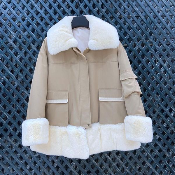 women's fur & faux real rex collar women winter jacket detached lining natural trim casaco feminino outwear, Black
women's fur & faux real rex collar women winter jacket detached lining natural trim casaco feminino outwear, Black
