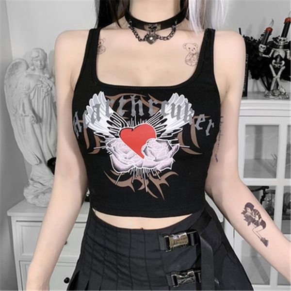print black goth harajuku women tank bodycon streetwear punk sleeveless basic cropped, White
print black goth harajuku women tank bodycon streetwear punk sleeveless basic cropped, White