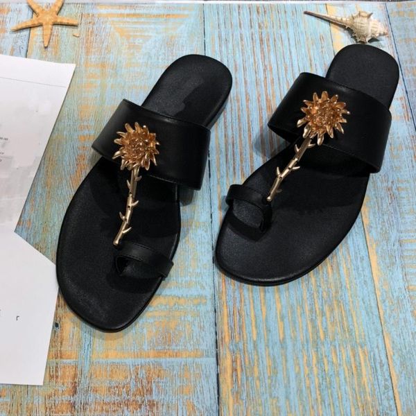 women's shoes 2021 spring and summer latest flower pattern metal clip flat slippers comfortable sandals, Black
women's shoes 2021 spring and summer latest flower pattern metal clip flat slippers comfortable sandals, Black