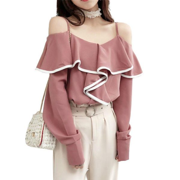 women's blouses & shirts spaghetti strap chiffon blouse spring fashion off shoulder women streetwear ruffle long sleeve white black pi
women's blouses & shirts spaghetti strap chiffon blouse spring fashion off shoulder women streetwear ruffle long sleeve white black pi