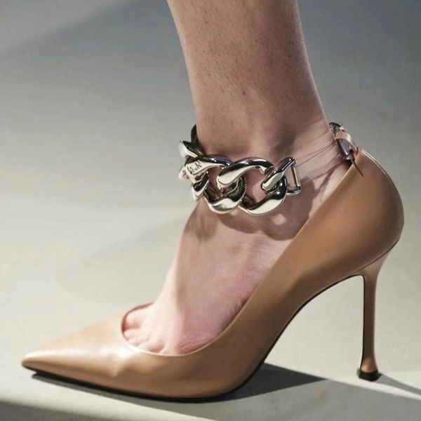 new 2021 star style fashion metal chains women pumps elegant pointed toe stiletto high heels summer white office lady shoes k78, Black
new 2021 star style fashion metal chains women pumps elegant pointed toe stiletto high heels summer white office lady shoes k78, Black