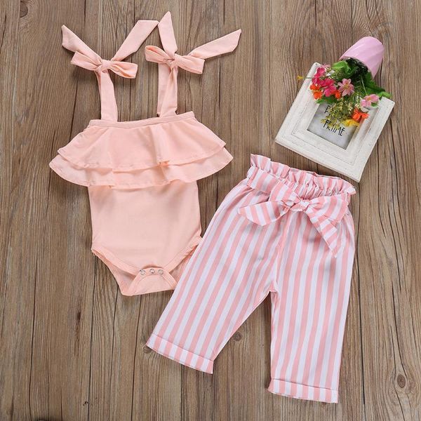 clothing sets born kids baby girl summer clothes outfits off shoulder romper jumpsuit+stripe pants set meisjes kleding, White
clothing sets born kids baby girl summer clothes outfits off shoulder romper jumpsuit+stripe pants set meisjes kleding, White