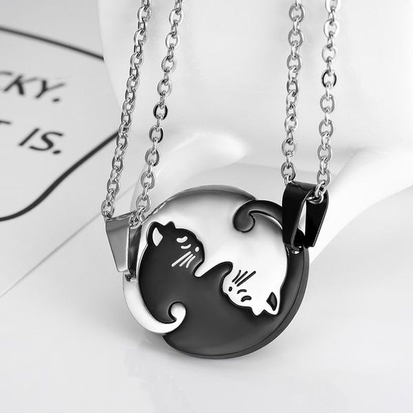 pendant necklaces two cat couples jewelry necklace black white kitten animal choker women valentine's day thanksgiving gift, Silver
pendant necklaces two cat couples jewelry necklace black white kitten animal choker women valentine's day thanksgiving gift, Silver