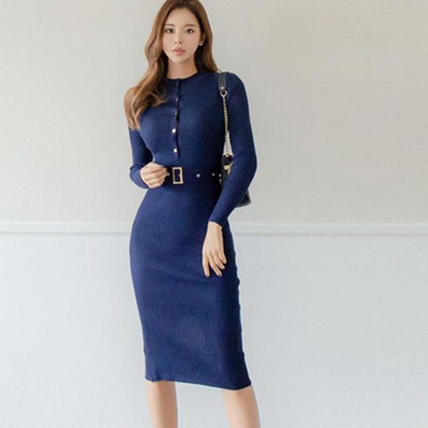 casual dresses 2021 autumn runway slim knitting dress fashion women's buttons belted bodycon ol work pencil vestidos elegant, Black;gray
casual dresses 2021 autumn runway slim knitting dress fashion women's buttons belted bodycon ol work pencil vestidos elegant, Black;gray