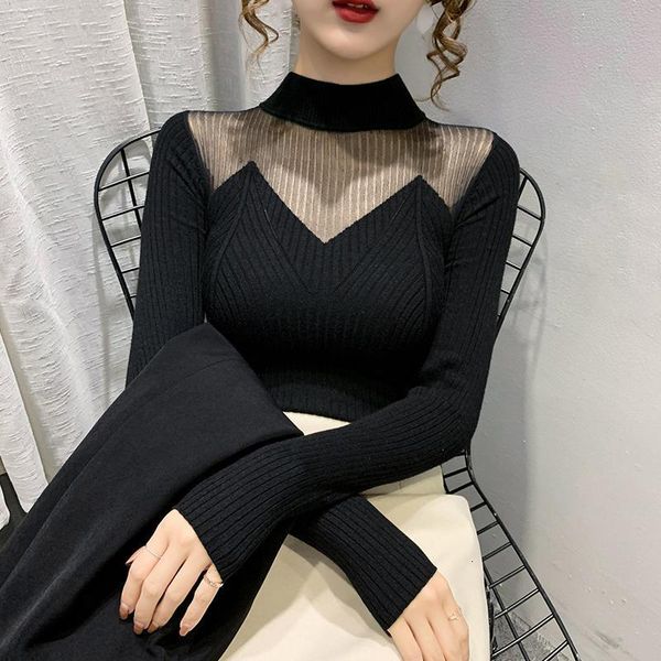women new 2021 autumn winter knitted sweater office lady elegant patchwork hollow out sweaters slim female pullover a538n6g4, White;black
women new 2021 autumn winter knitted sweater office lady elegant patchwork hollow out sweaters slim female pullover a538n6g4, White;black