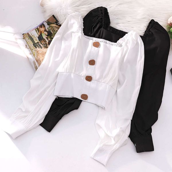 luxury new women's french shirt square 2021 spring collar chiffon short design small crowd bubble clavicle long sleeve 2021, White
luxury new women's french shirt square 2021 spring collar chiffon short design small crowd bubble clavicle long sleeve 2021, White