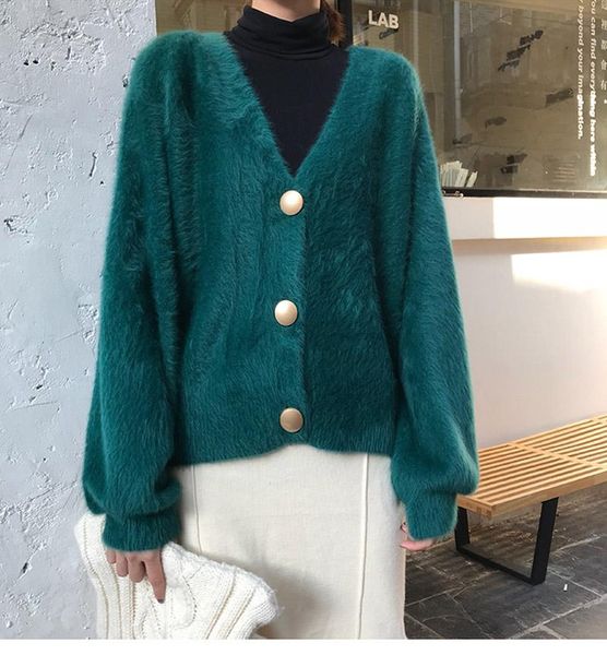 women's fur & faux luxurious vintage green jacket elegant loose women knitted cardigans lantern sleeve mohair jumpers winter female flu, Black
women's fur & faux luxurious vintage green jacket elegant loose women knitted cardigans lantern sleeve mohair jumpers winter female flu, Black