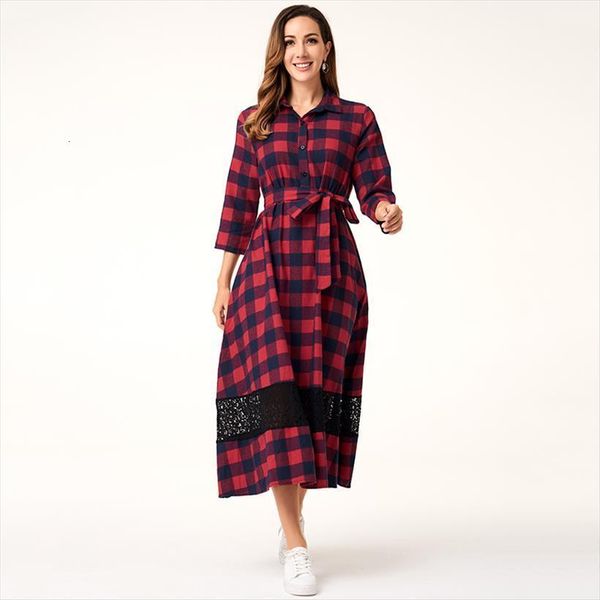 spring autumn fashion casual women dress plaid stitching lace long arab, Black;gray
spring autumn fashion casual women dress plaid stitching lace long arab, Black;gray