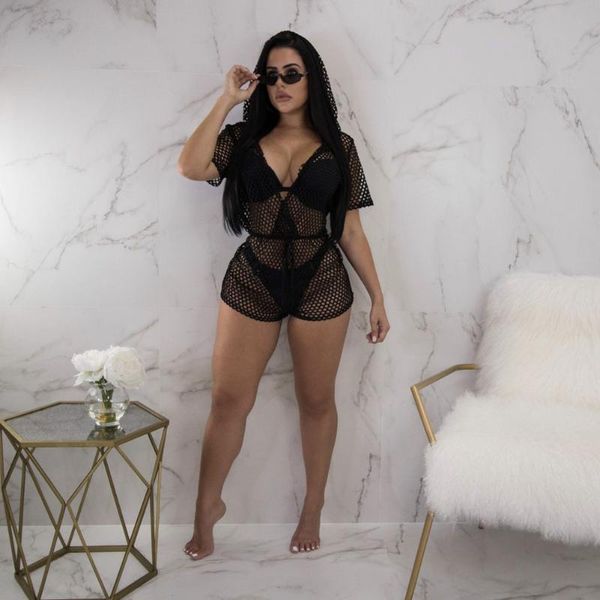 women's swimwear women bikini cover up loose fishnet bodysuit jumpsuit romper swimsuit beachwear hooded bathing suit, White;black
women's swimwear women bikini cover up loose fishnet bodysuit jumpsuit romper swimsuit beachwear hooded bathing suit, White;black