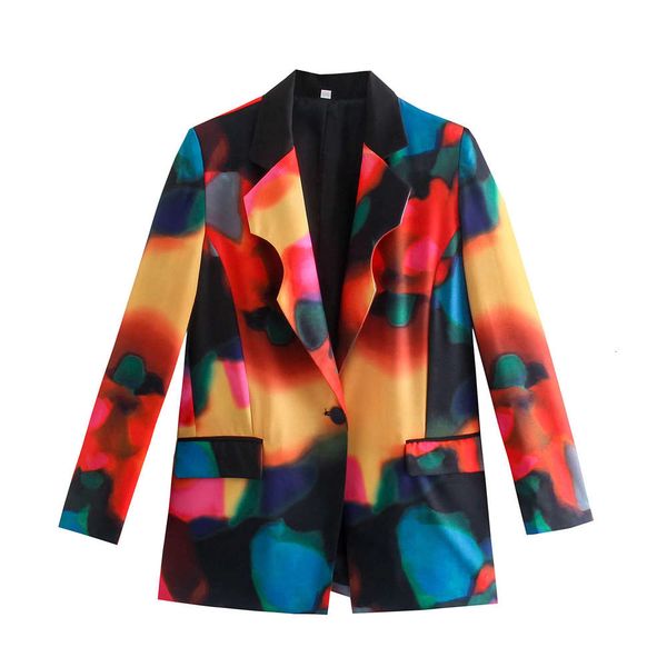 autumn women's printed suit coat, Black;brown