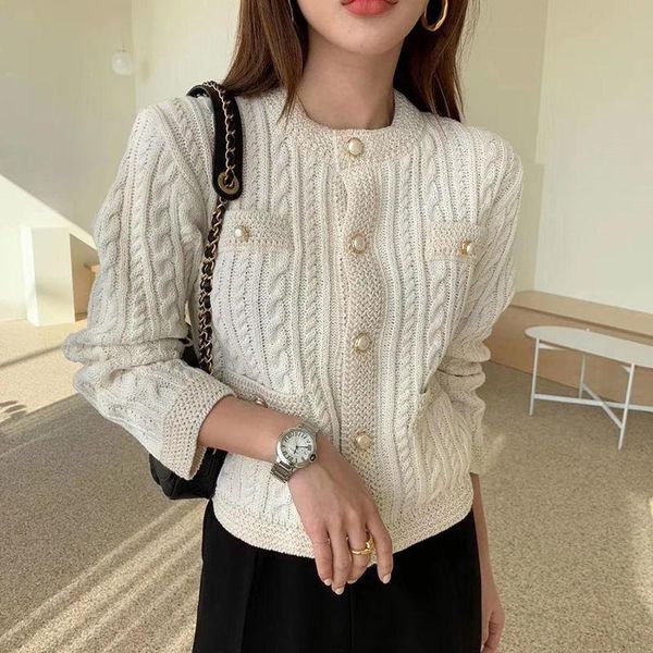 women's knits & tees elegant women o-neck knitted cardigans single-breasted slim twisted sweater female 2021 autumn outwear, White
women's knits & tees elegant women o-neck knitted cardigans single-breasted slim twisted sweater female 2021 autumn outwear, White