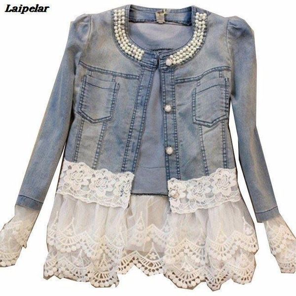 women's jackets women plus size beading slim jeans long sleeve lace patchwork short denim jacket autumn casual coat outwear, Black;brown
women's jackets women plus size beading slim jeans long sleeve lace patchwork short denim jacket autumn casual coat outwear, Black;brown