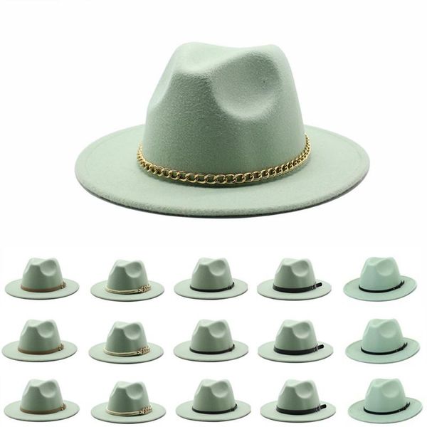 wide brim hats simple men women light green fedora hat classic winter autumn casual panama jazz cap trilby wholesale, Blue;gray
wide brim hats simple men women light green fedora hat classic winter autumn casual panama jazz cap trilby wholesale, Blue;gray